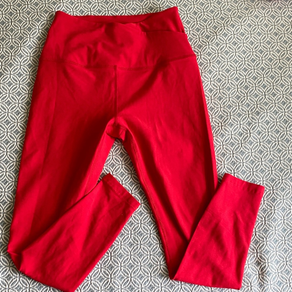 Beyond Yoga red high waist overlap leggings